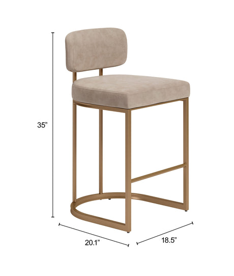 Velar Beige & Bronze Counter Stool (Set of 2) by Zuomod at Eve Furniture