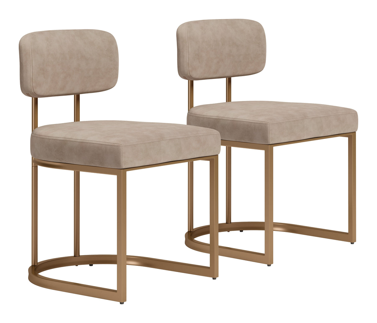 Velar Beige & Bronze Dining Chair (Set of 2) by Zuomod at Eve Furniture
