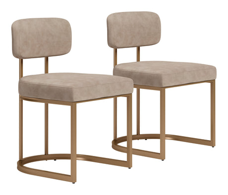 Velar Beige & Bronze Dining Chair (Set of 2) by Zuomod at Eve Furniture