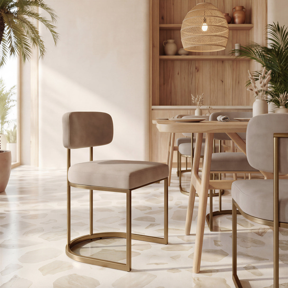 Velar Beige & Bronze Dining Chair (Set of 2) by Zuomod at Eve Furniture