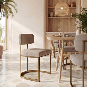 Velar Beige & Bronze Dining Chair (Set of 2) by Zuomod at Eve Furniture