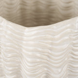 Velia Short Seashell Sculptural Cream Glazed Ceramic Vase by Mercana at Eve Furniture
