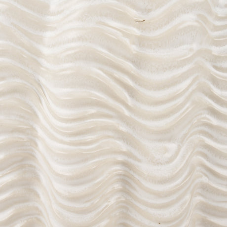Velia Short Seashell Sculptural Cream Glazed Ceramic Vase by Mercana at Eve Furniture