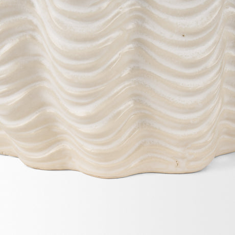 Velia Short Seashell Sculptural Cream Glazed Ceramic Vase by Mercana at Eve Furniture