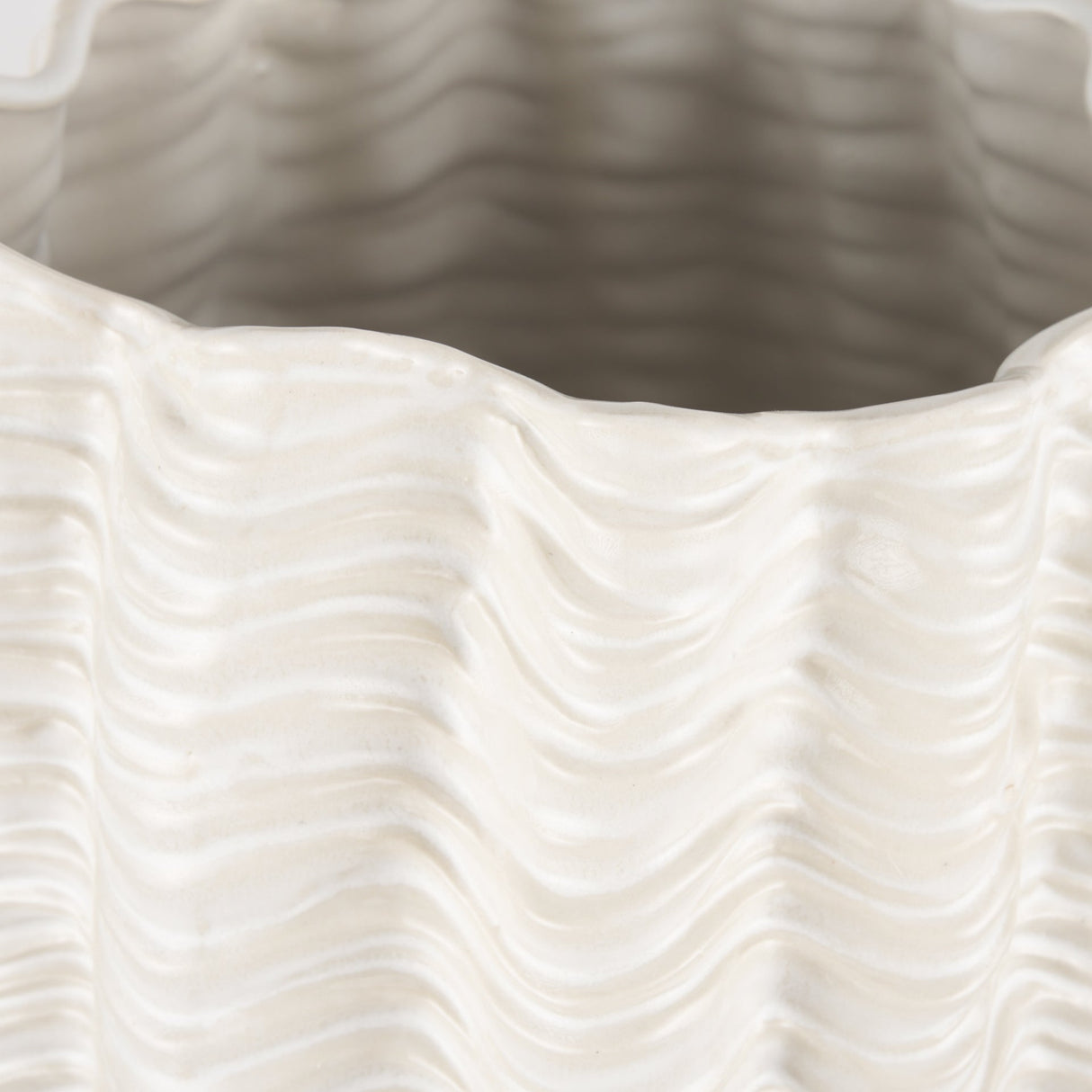 Velia Tall Seashell Sculptural Cream Glazed Ceramic Vase by Mercana at Eve Furniture