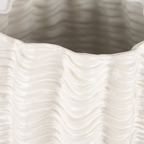 Velia Tall Seashell Sculptural Cream Glazed Ceramic Vase by Mercana at Eve Furniture