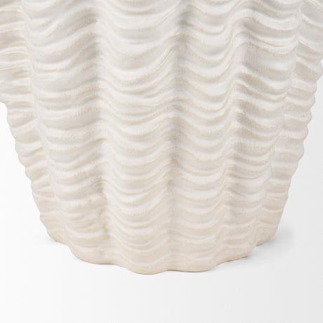 Velia Tall Seashell Sculptural Cream Glazed Ceramic Vase by Mercana at Eve Furniture