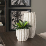Velia Tall Seashell Sculptural Cream Glazed Ceramic Vase by Mercana at Eve Furniture