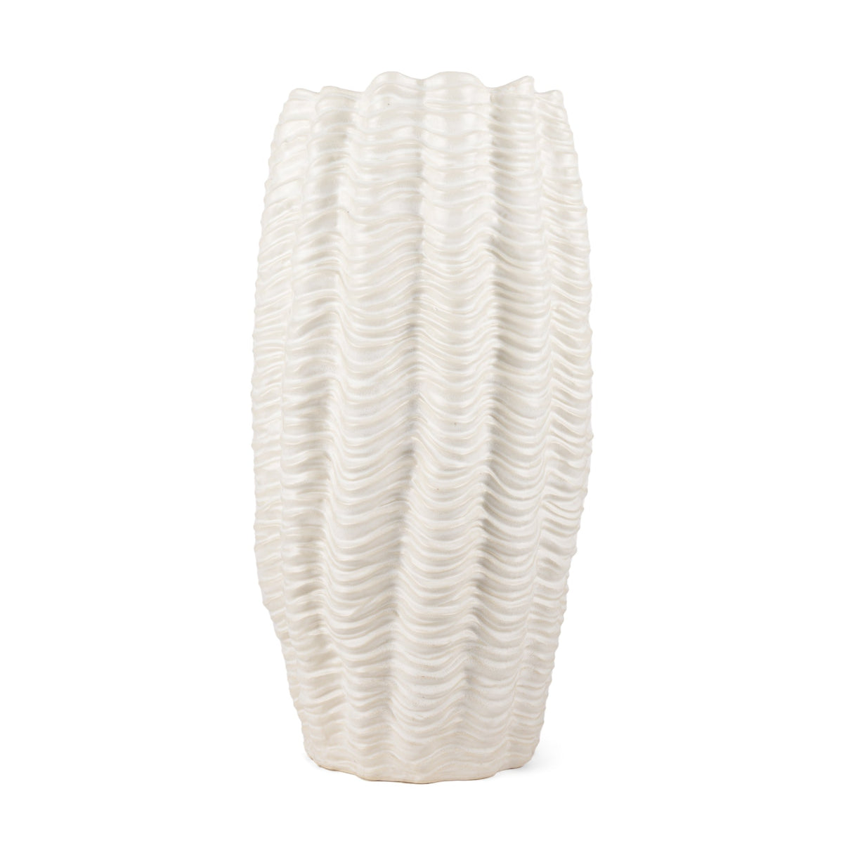 Velia Tall Seashell Sculptural Cream Glazed Ceramic Vase by Mercana at Eve Furniture