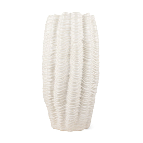 Velia Tall Seashell Sculptural Cream Glazed Ceramic Vase by Mercana at Eve Furniture