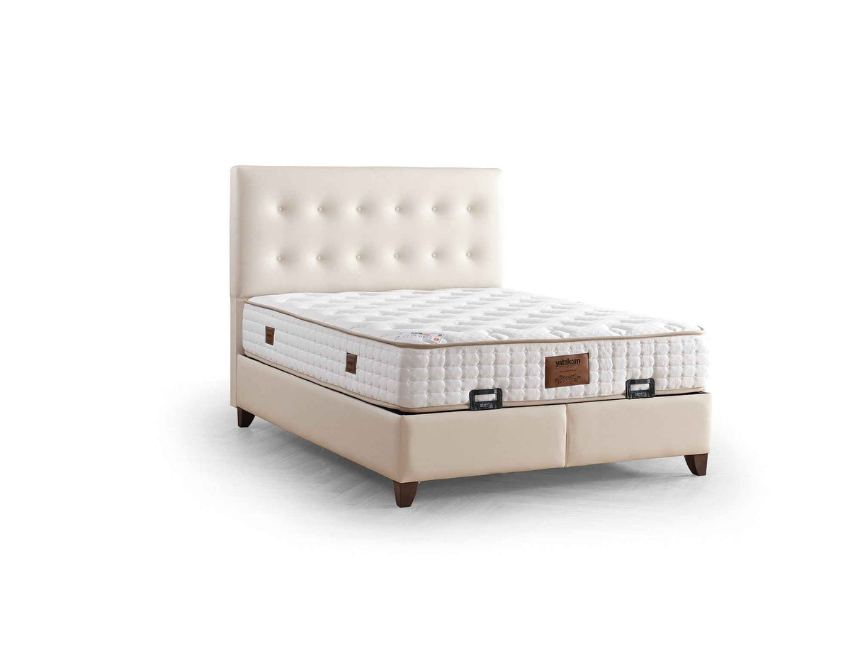 Vella Storage Bed With Headboard Beige by Furnia at Eve Furniture