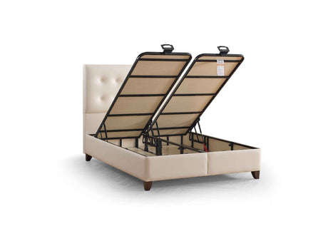 Vella Storage Bed With Headboard Beige by Furnia at Eve Furniture