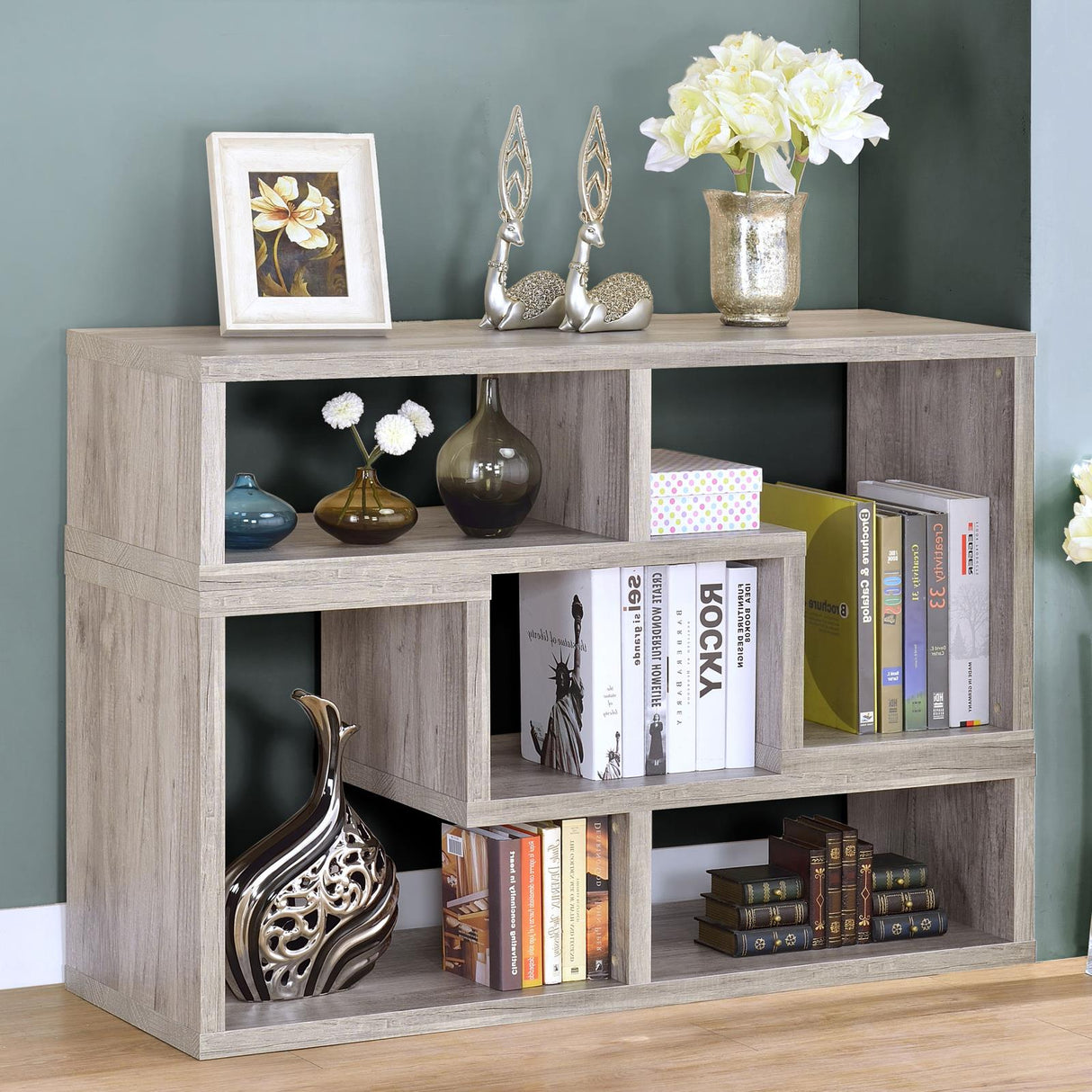 Velma Convertable Bookcase/TV Console Gray Driftwood