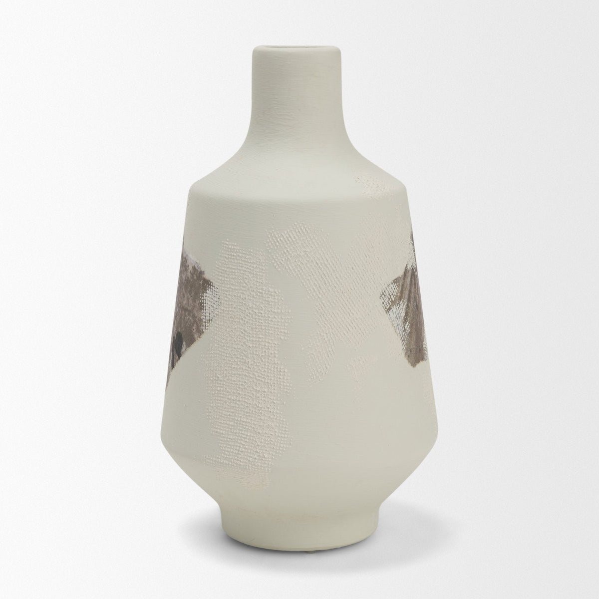 Velo 11.8H White w/Green Hand-Painted Terracotta Decorative Vase by Mercana at Eve Furniture