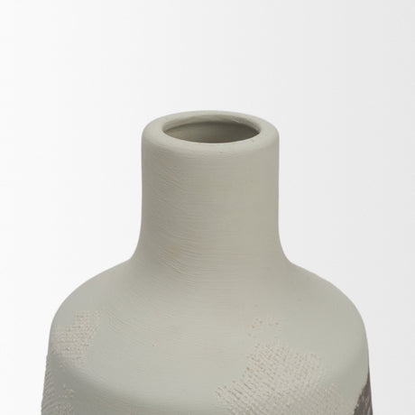 Velo 11.8H White w/Green Hand-Painted Terracotta Decorative Vase by Mercana at Eve Furniture