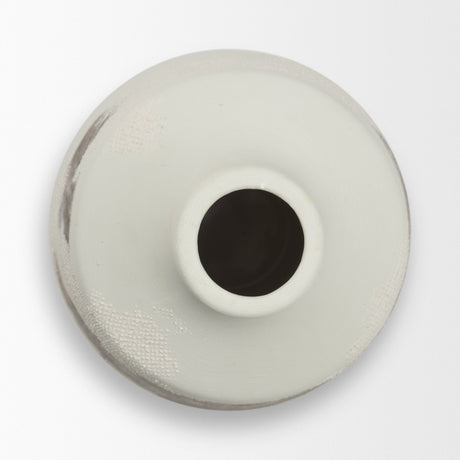 Velo 11.8H White w/Green Hand-Painted Terracotta Decorative Vase by Mercana at Eve Furniture