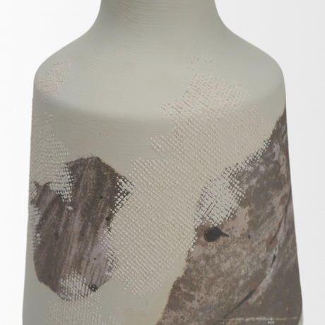Velo 11.8H White w/Green Hand-Painted Terracotta Decorative Vase by Mercana at Eve Furniture