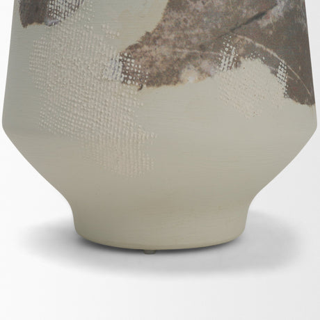 Velo 11.8H White w/Green Hand-Painted Terracotta Decorative Vase by Mercana at Eve Furniture