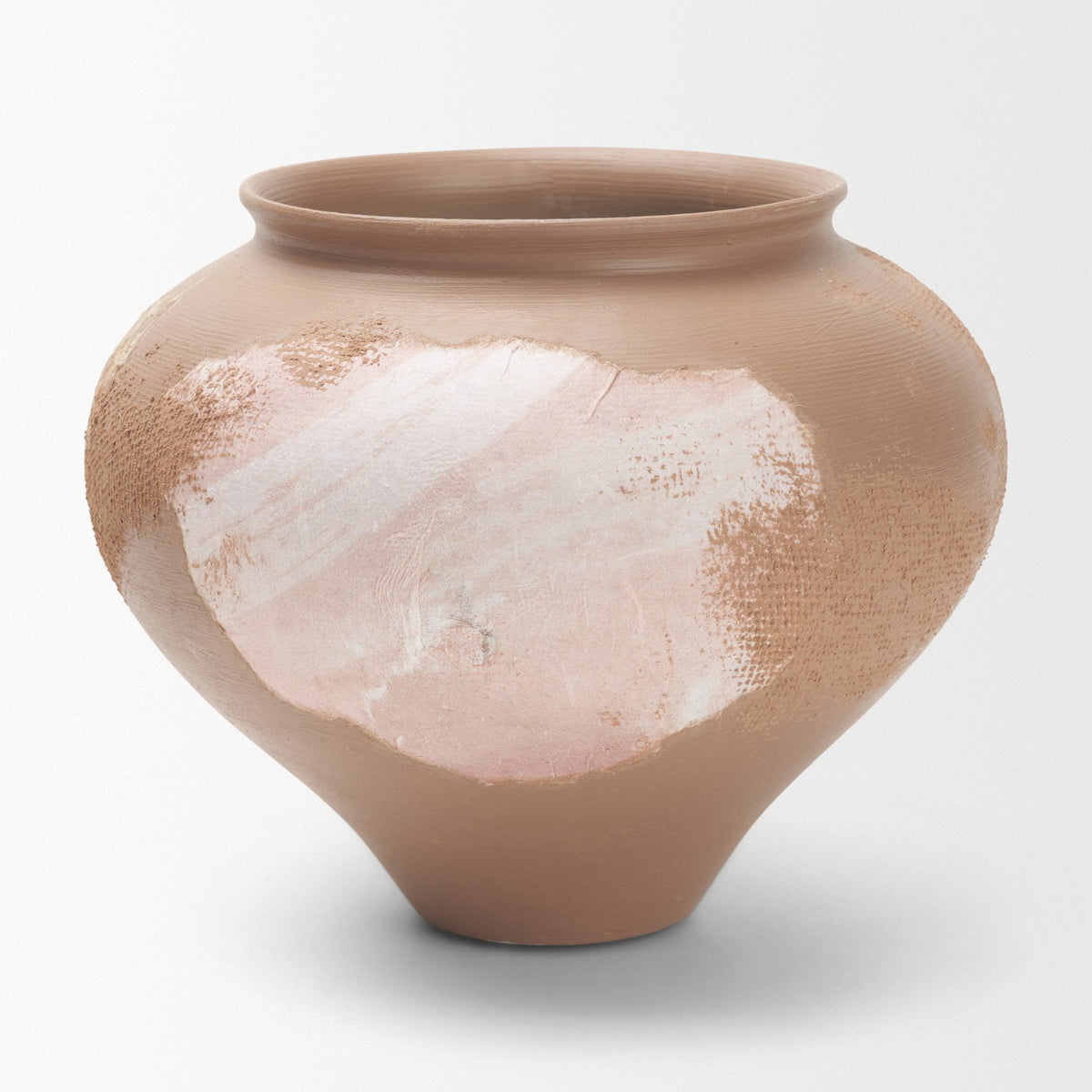 Velo Brown w/White Hand-Painted Terracotta Decorative Vase by Mercana at Eve Furniture