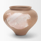 Velo Brown w/White Hand-Painted Terracotta Decorative Vase by Mercana at Eve Furniture