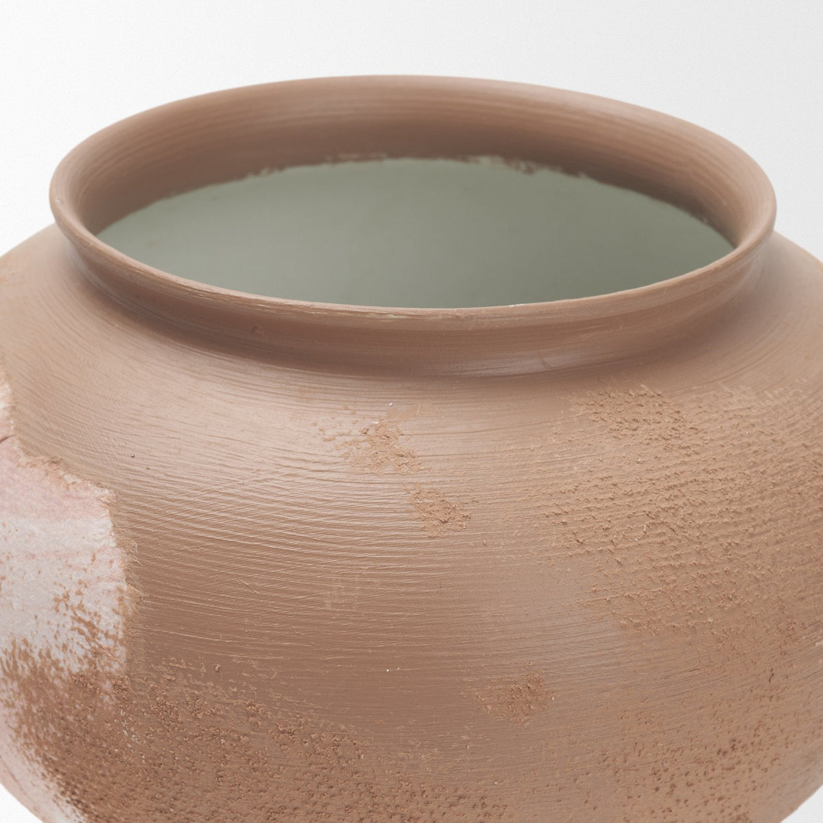Velo Brown w/White Hand-Painted Terracotta Decorative Vase by Mercana at Eve Furniture