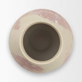 Velo Cream w/Blush Pink Hand-Painted Terracotta Decorative Vase by Mercana at Eve Furniture