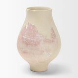 Velo Cream w/Blush Pink Hand-Painted Terracotta Decorative Vase by Mercana at Eve Furniture