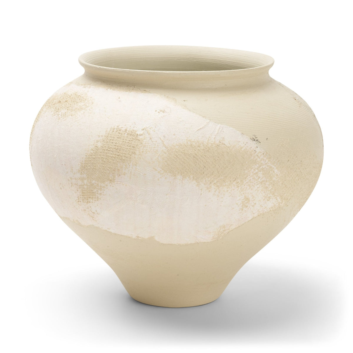 Velo Cream w/White Hand-Painted Terracotta Decorative Vase by Mercana at Eve Furniture
