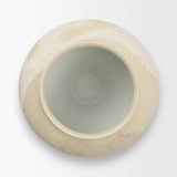 Velo Cream w/White Hand-Painted Terracotta Decorative Vase by Mercana at Eve Furniture