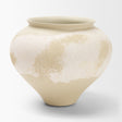 Velo Cream w/White Hand-Painted Terracotta Decorative Vase by Mercana at Eve Furniture