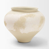 Velo Cream w/White Hand-Painted Terracotta Decorative Vase by Mercana at Eve Furniture