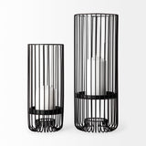 Velo II Large Black Metal Cylindrical Table Candle Holder by Mercana at Eve Furniture