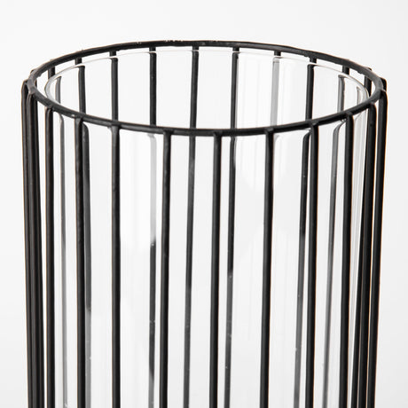 Velo II Large Black Metal Cylindrical Table Candle Holder by Mercana at Eve Furniture