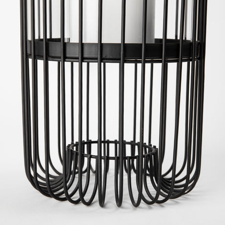 Velo II Large Black Metal Cylindrical Table Candle Holder by Mercana at Eve Furniture