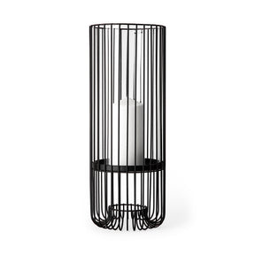 Velo II Large Black Metal Cylindrical Table Candle Holder by Mercana at Eve Furniture