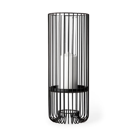 Velo II Large Black Metal Cylindrical Table Candle Holder by Mercana at Eve Furniture