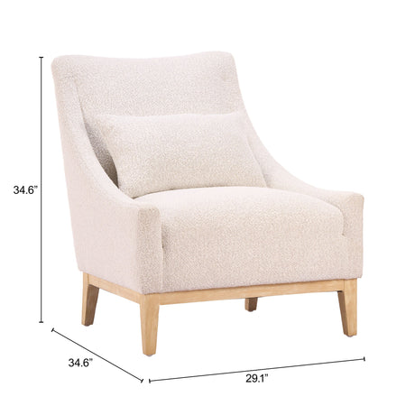 Velun Ivory Accent Chair by Zuomod at Eve Furniture