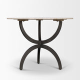 Veneto Round White Marble Top with Black Metal Base Dining Table by Mercana at Eve Furniture