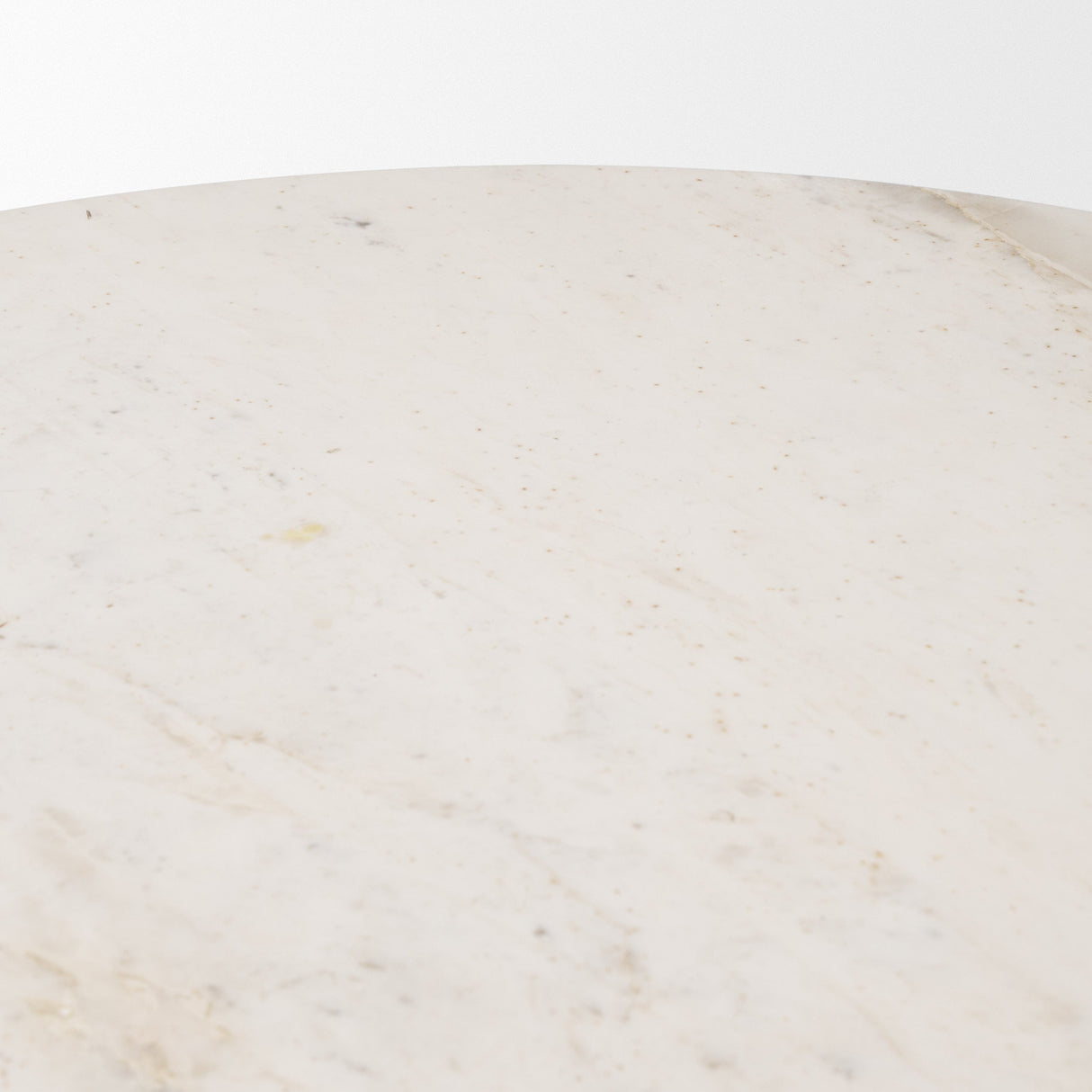Veneto Round White Marble Top with Black Metal Base Dining Table by Mercana at Eve Furniture