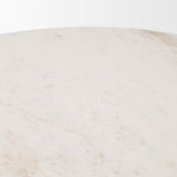 Veneto Round White Marble Top with Black Metal Base Dining Table by Mercana at Eve Furniture