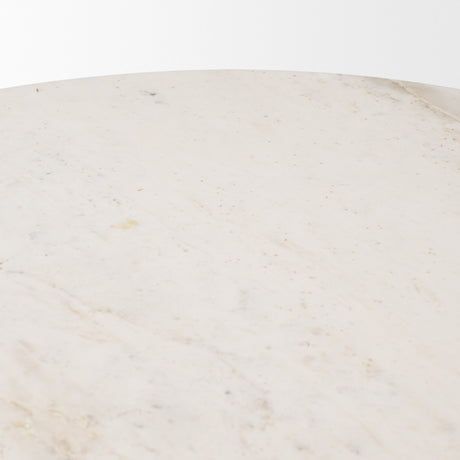 Veneto Round White Marble Top with Black Metal Base Dining Table by Mercana at Eve Furniture