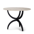 Veneto Round White Marble Top with Black Metal Base Dining Table by Mercana at Eve Furniture