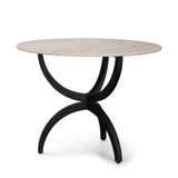 Veneto Round White Marble Top with Black Metal Base Dining Table by Mercana at Eve Furniture