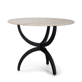 Veneto Round White Marble Top with Black Metal Base Dining Table by Mercana at Eve Furniture