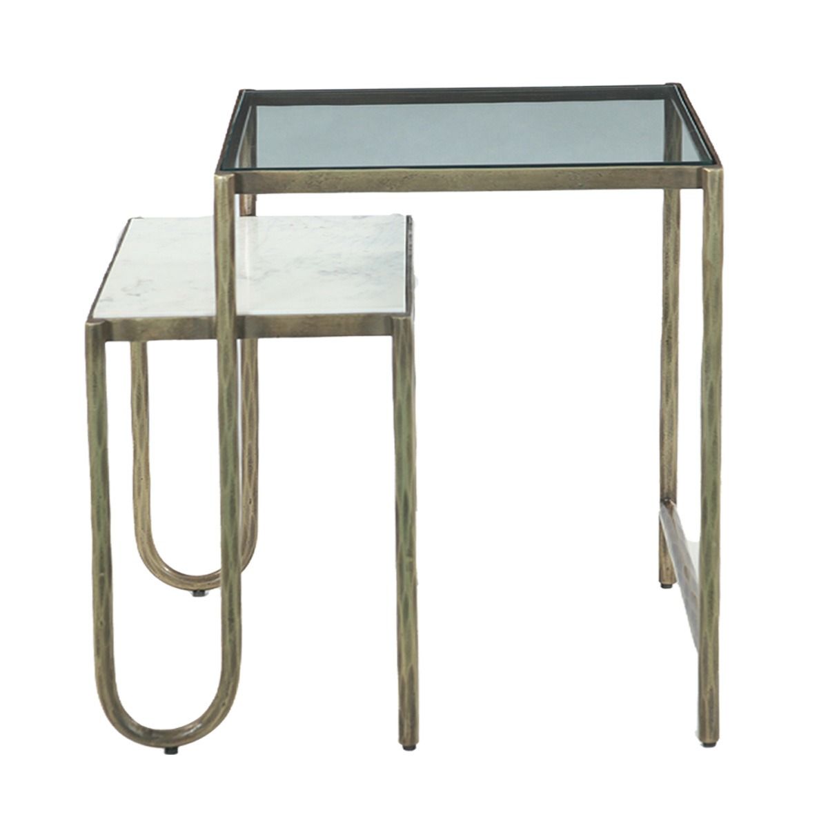 Venice 22" Nesting Side Table with Glass and Marble Top by Home Trends & Design at Eve Furniture