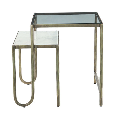 Venice 22" Nesting Side Table with Glass and Marble Top by Home Trends & Design at Eve Furniture