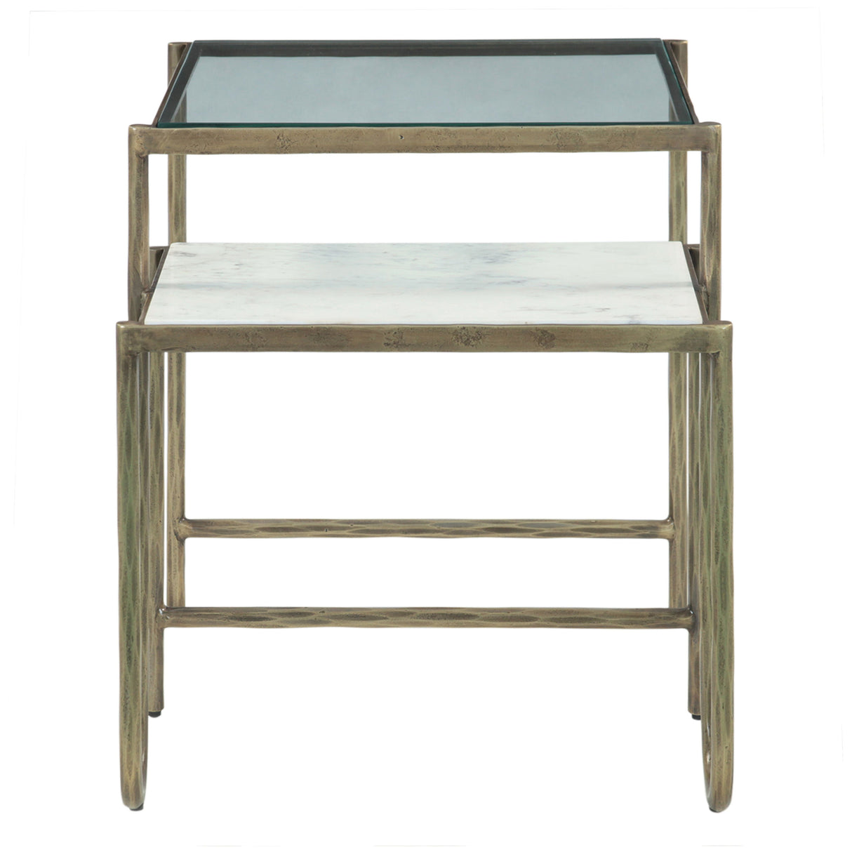Venice 22" Nesting Side Table with Glass and Marble Top by Home Trends & Design at Eve Furniture