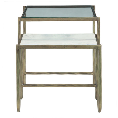 Venice 22" Nesting Side Table with Glass and Marble Top by Home Trends & Design at Eve Furniture