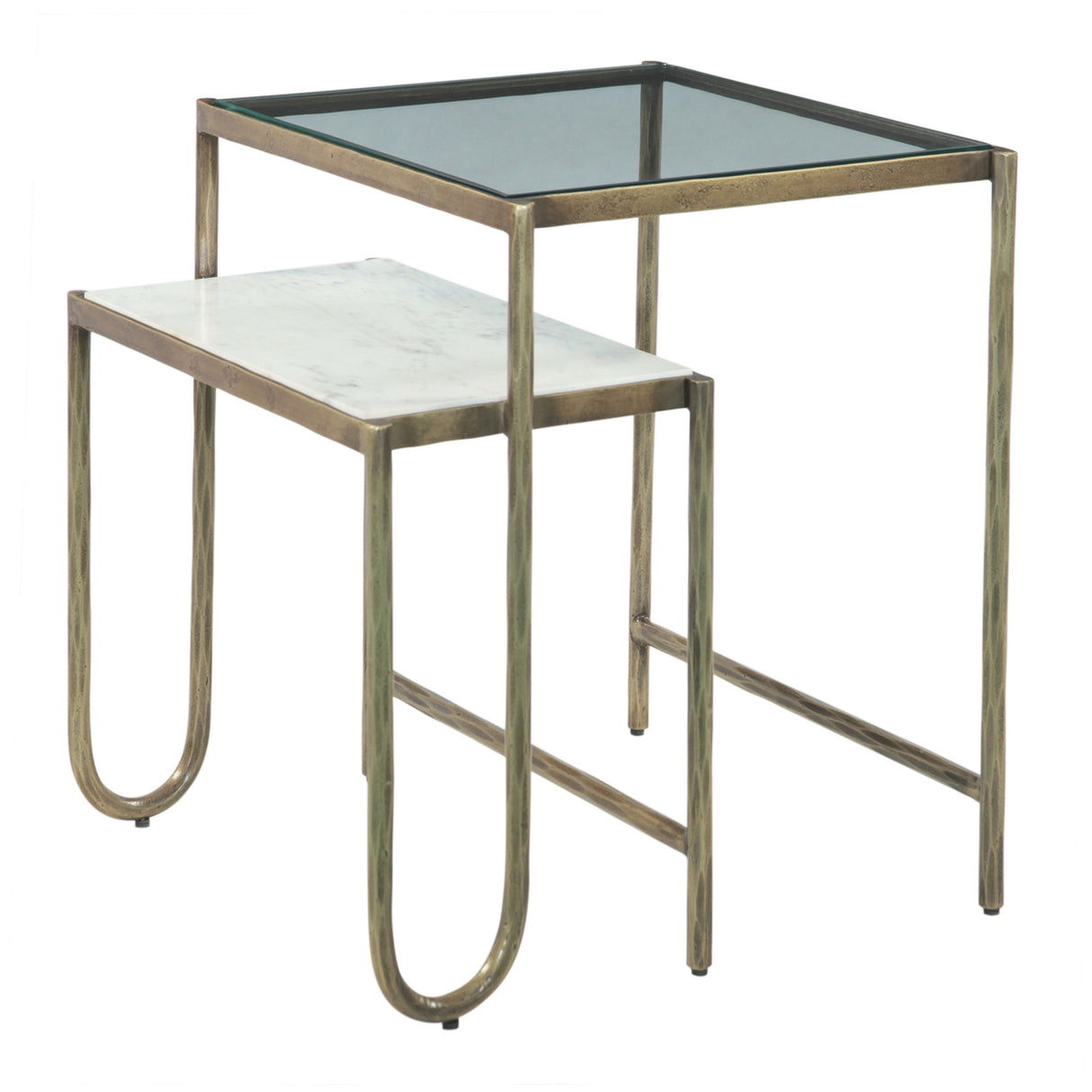 Venice 22" Nesting Side Table with Glass and Marble Top by Home Trends & Design at Eve Furniture