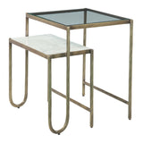 Venice 22" Nesting Side Table with Glass and Marble Top by Home Trends & Design at Eve Furniture